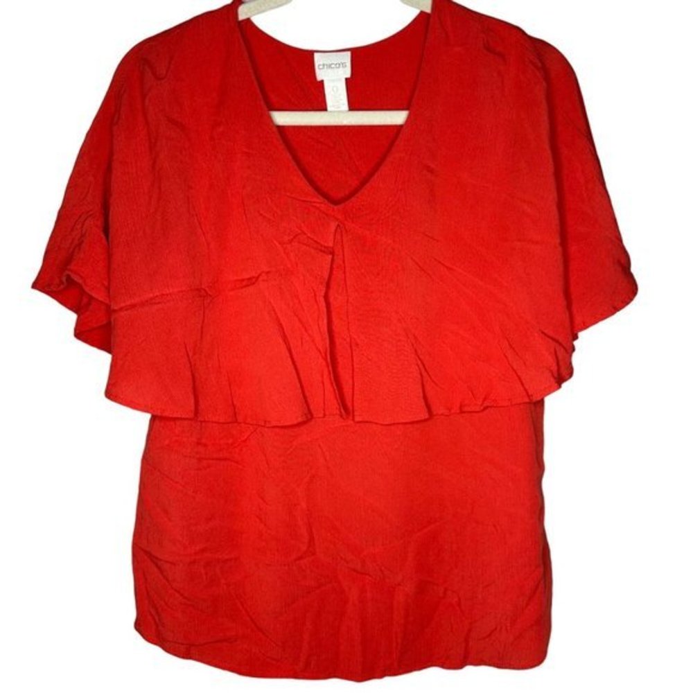 Chico's Layered Orange Blouse Top Size 0